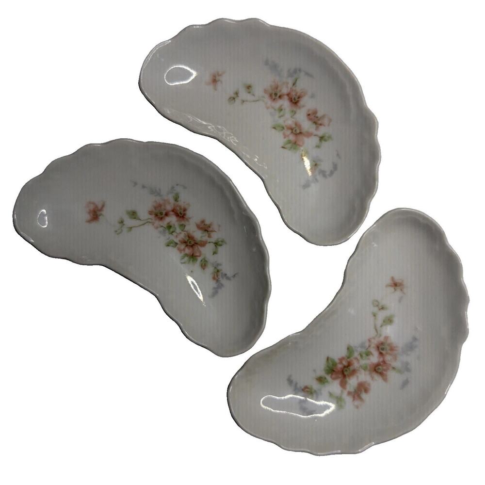 Wheelock Vienna Austria 6" Crescent Kidney Bone Scrap Bowl Floral Edwardian Gift